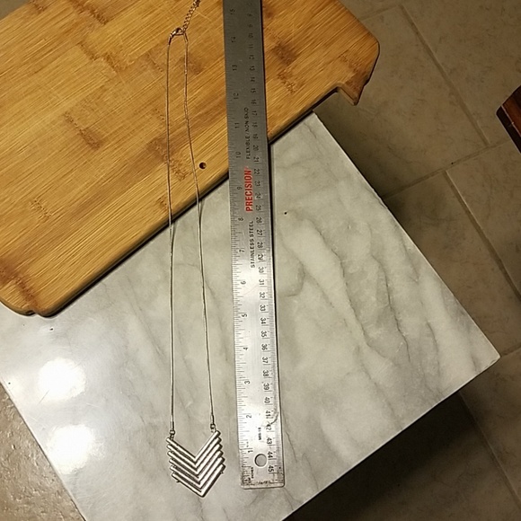 Chevron Silver Long Necklace - Picture 4 of 6